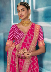Pink Weightless Bandhani Print Saree